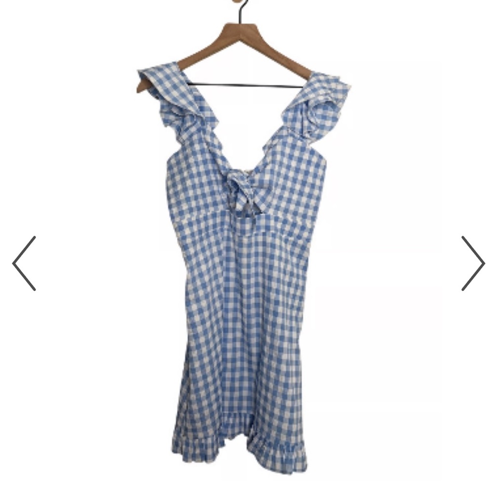 Altar’d State Blue Gingham Mini Dress - Size Large
